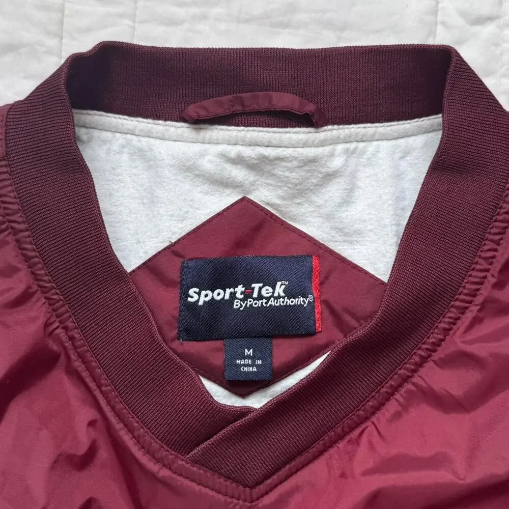 Vintage burgundy v neck pullover windbreaker feltons auto sales mens sz med cars